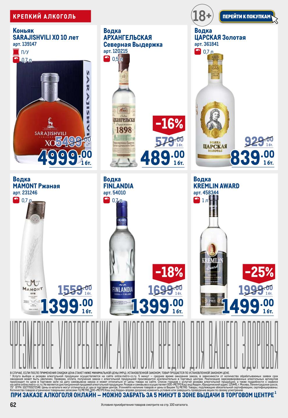 Цены на крепкие напитки в каталоге метро до 02.07.2025